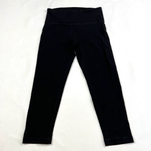 LULULEMON Solid Black Crop Leggings Wunder Under Athelisure Women's Size 4